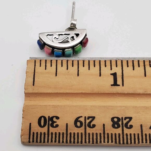 Silpada 925 Sterling Silver Multi Color Rainbow Filigree Post Earrings P0982 - Picture 6 of 6